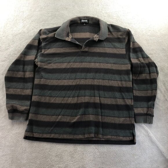 Ashworth Harry Logan Mens Rugby Polo Shirt Medium Striped Long Sleeve Casual - Picture 5 of 6